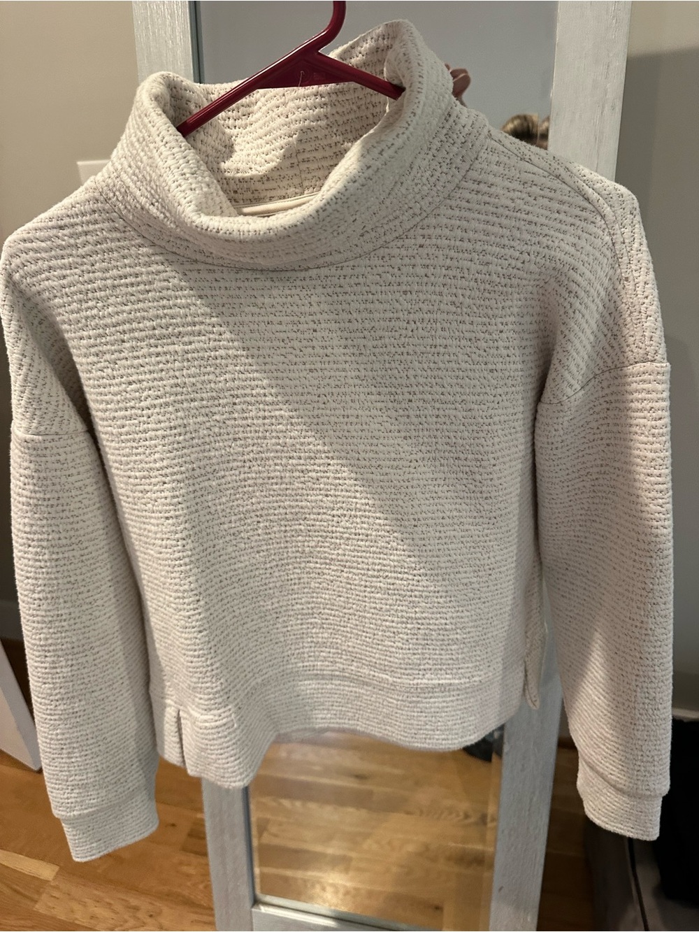 Calia Cream Cowl Neck Textured Knit Sweater